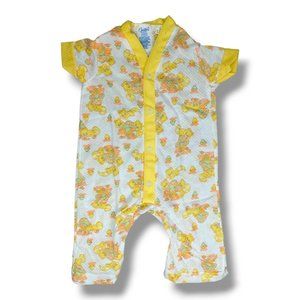 Vintage Carter's Baby Romper 6 Mo 18 Lbs Yellow Orange Mushrooms Raccoons